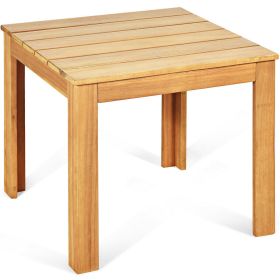 Wooden Square Patio Coffee Bistro Table-Natural - Color: Natural