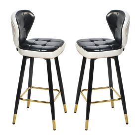 Jinsi Nan Leather Bar Stool 360 Rotating Bar Stool with Backrest and Foot Pedals for Bars, Kitchen, Dining Room, Living Room & Bistro, Bar Stool Set o