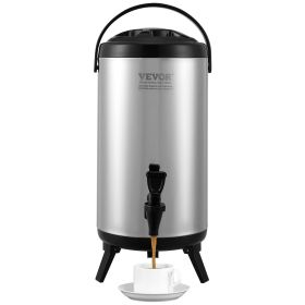 VEVOR Stainless Steel Insulated Beverage Dispenser, 2.4 Gallon 9.2 Liter, Thermal Hot and Cold Drink Server Dispenser with Spigot Handle, Food-grade f