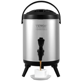 VEVOR Stainless Steel Insulated Beverage Dispenser, 1.5 Gallon 6 Liter, Thermal Hot and Cold Drink Server Dispenser with Spigot Handle, Food-grade for