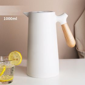 Capacity size: 1800ml, Color: White - S''Dream Nordic Wood Handle Large Capacity  Household Hot Water Kettle Stainless Steel  Small