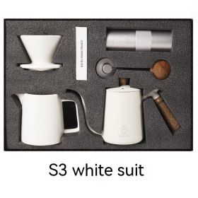format: S3 White - Household American Simple Style Hand Coffee Set Gift Coffee Pot Five-piece Set