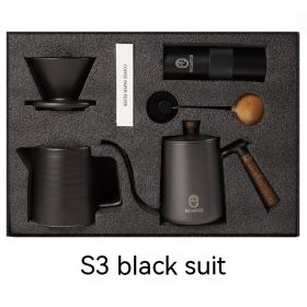 format: S3 Black - Household American Simple Style Hand Coffee Set Gift Coffee Pot Five-piece Set