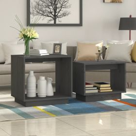 Nesting Coffee Tables 2 pcs Gray Solid Wood Pine