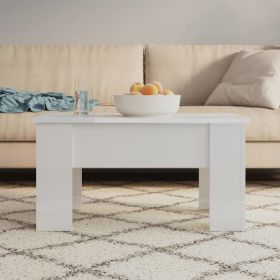 Coffee Table High Gloss White 31.1"x19.3"x16.1" Engineered Wood