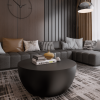 Contemporary solid wood round coffee table, Round drum solid wood coffee table