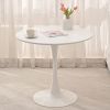 31.5" Round Dining Table, Mid-Century White Tulip Table, Metal Base Pedestal Table for 2-4 Person,Easy Assembled Leisure Coffee Table
