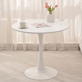 31.5" Round Dining Table, Mid-Century White Tulip Table, Metal Base Pedestal Table for 2-4 Person,Easy Assembled Leisure Coffee Table