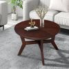 32inch Wood Round Coffee Table for Living Room,Mid Century Farmhouse Circle Wooden Coffee Tables for Apartment, Easy Assembly, Espresso