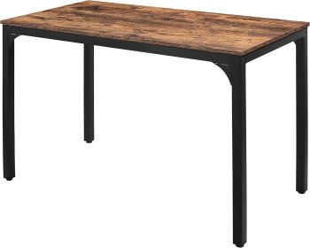 Industrial Dining Table Desk with Adjustable Footpad for Kitchen and Living Room, 47.2''L x 23.6''W x 29.5''H, Rustic Brown