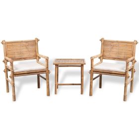 3 Piece Bistro Set with Cushions Bamboo
