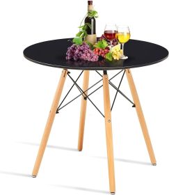 31.5" Round Dining Table Kitchen Table White Dining Table with White MDF desktop and Solid wood legs .Modern Style Coffee Table Leisure Dining Room Ro
