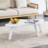 Modern minimalist white imitation marble tabletop coffee table. Solid wood spray painted desk legs, cloud shape to give you a new experience