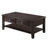 Wooden Coffee Table with 2 Spacious Drawers, Brown