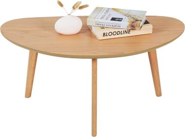 Small Oval Coffee Table Mid Century Modern for Living Room Center Minimalist Display Coffe Table,Nature Wood,18.9" D x