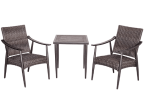 [Dropshipping] Outdoor 3 Piece Conversation Set Patio Bistro Furniture, Wicker Mid-Century Style Chair with Crafttech Top Chat Table