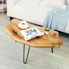 Restaurant Tables Live Edge Cedar Wood Coffee Table Metal Hairpin Legs for Living Room Center Table Salon Furniture,Coffee Table