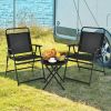 3 Piece Folding Patio Bistro Set Outdoor Furniture Set with Steel Frame
