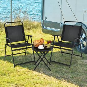 3 Piece Folding Patio Bistro Set Outdoor Furniture Set with Steel Frame