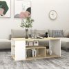 Coffee Table White and Sonoma Oak 39.4"x19.7"x15.7" Engineered Wood