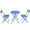 3 Pieces Patio Bistro Balcony Metail Chair Table Set-Blue