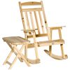 2 Pieces Wood Patio Bistro Set, Outdoor Rocking Chair Set with Armrests and High Back Rocking Chair and Portable Side Table, for Indoor, Outdoor