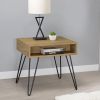 Golden Oak and Black Square End Table