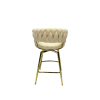 Bar Chair Toweling Woven Bar Stool Set of 2,Golden legs Barstools No Adjustable Kitchen Island Chairs