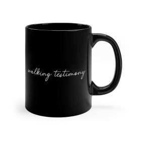 Black Ceramic Mug - 11oz, Say It Soul, Walking Testimony Illustration
