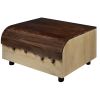 36 Inch Modern Mango Wood Coffee Table, Drip Design Walnut Brown Surface, Oak White Frame