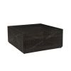 38 Inch Handcrafted Mango Wood Square Coffee Table, Artisanal Carved Mesh Base, Black