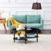 Black Oval glass coffee table, modern table in living room Oak wood leg tea table 3-layer tempered glass table