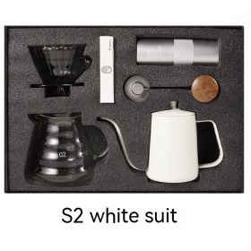 format: S2 White - Household American Simple Style Hand Coffee Set Gift Coffee Pot Five-piece Set