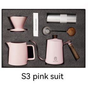 format: S3 Pink - Household American Simple Style Hand Coffee Set Gift Coffee Pot Five-piece Set