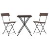 3 Piece Folding Bistro Set Brown Poly Rattan