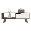DEPOT E-SHOP Kobe Coffee Table 2.0 , One Open Shelf, One Drawer, Dark Brown/White