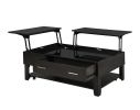 Bruno 2 Piece Ash Gray Wooden 48" Lift Top Coffee and End Table Set with Tempered Glass Top and Drawer