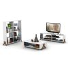 HT Design Kipp Cross Legs Wooden Frame Rectengular Coffee Table for Living Rooms with Interior Shelving, Walnut/White