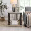Mid-Century Rectangle End Table for Living Room, Wood Side Table with 2-Tier Storage Shelf for Living Room, Grey Tabletop