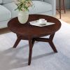 32inch Wood Round Coffee Table for Living Room,Mid Century Farmhouse Circle Wooden Coffee Tables for Apartment, Easy Assembly, Espresso