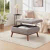 Large Ottoman with Storage, 31.5-inch Mid Century Modern Rectangle Coffee Table with Lid Lifting Function and High Wooden Legs