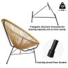 Outdoor Acapulco Chair Set of 2 All-Weather Patio Conversation Bistro Set with Flexible Rope and Heavy Duty Frame for Balcony, Porch, Garden, Beige