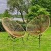 Outdoor Acapulco Chair Set of 2 All-Weather Patio Conversation Bistro Set with Flexible Rope and Heavy Duty Frame for Balcony, Porch, Garden, Beige