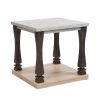 Mid-Century Rectangle End Table for Living Room, Wood Side Table with 2-Tier Storage Shelf for Living Room, Grey Tabletop