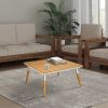 Paige 31 Inch Illusion Rectangular Wooden Coffee Table, Wood Brown, White