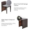 Bonnlo 3 PCS Wicker Outdoor Patio Bistro Set, Patio Furniture Set for Small Space with Glass Top Table Dining Chairs, Balcony Fu