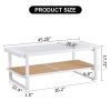 Modern minimalist white double layered solid wood coffee table. Glass tabletop