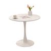 31.5" Round Dining Table, Mid-Century White Tulip Table, Metal Base Pedestal Table for 2-4 Person,Easy Assembled Leisure Coffee Table