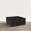 38 Inch Handcrafted Mango Wood Square Coffee Table, Artisanal Carved Mesh Base, Black
