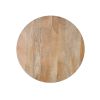 34 Inch Round Coffee Table, Handcrafted Natural Brown Mango Wood with Black Iron Legs